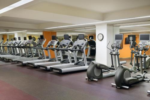 a gym with a row of tread machines at Residence Inn by Marriott Philadelphia Center City in Philadelphia