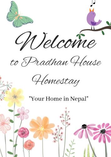 a welcome to phoenix housekeeper sign with flowers and a bird at Pradhan House - Home Stay with Garden in Bhaktapur