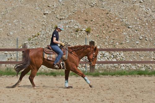 a man riding a horse on a dirt field at Domčeky na Ranči in Sučany