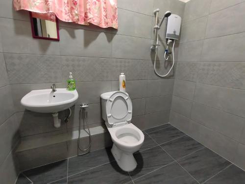 een badkamer met een toilet en een wastafel bij clp perai homestay near Sri Muniswarar Temple 2 in Perai