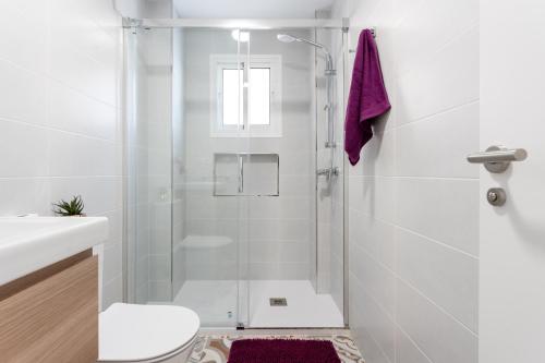 e bagno con doccia, servizi igienici e lavandino. di MalagaSuite Sun & Sea Fuengirola a San Francisco
