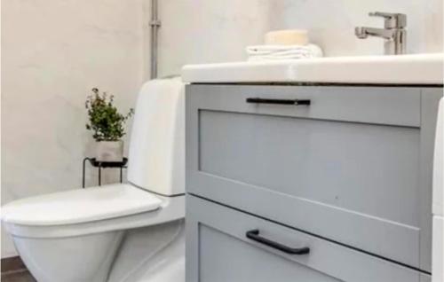 ein weißes Bad mit einem Waschbecken und einem WC in der Unterkunft Amazing Home In Idkerberget With Kitchen in Grangärde