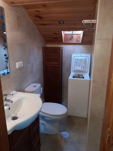 a small bathroom with a toilet and a sink at APARTAMENTO HORIZONTE in Llanes