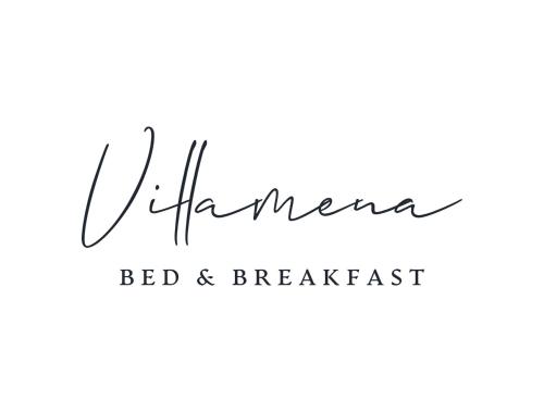 a handwritten logo for a red and breakfast restaurant at Villamena in Spello