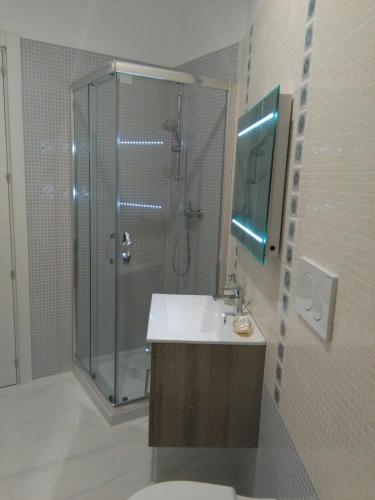 a bathroom with a shower and a sink at La Terrazza sul mare in Otranto