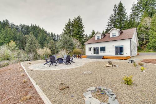 a backyard with a house and a patio at Charming Florence Home with Fire Pit and River Views! in Florence