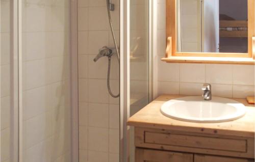 a bathroom with a sink and a shower at Beautiful Apartment In Vnosc With Kitchen in Vénosc