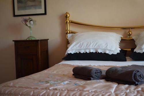 Una cama con dos almohadas encima. en La casa di ViSi, en San Giacomo
