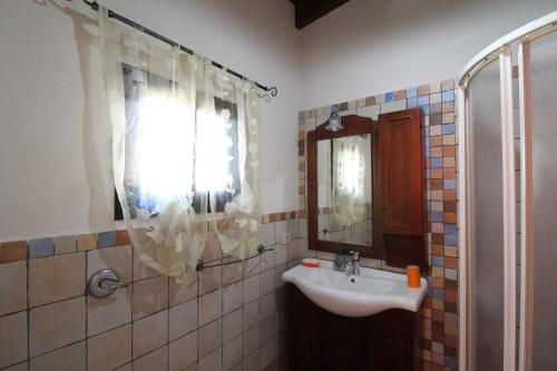 特拉帕尼的住宿－Villa Andrea "Vivi l'Oasi di Tranquillità"，一间带水槽和镜子的浴室