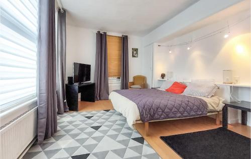 a bedroom with a bed and a television in it at Amazing Apartment In Eu With Kitchen in Eu