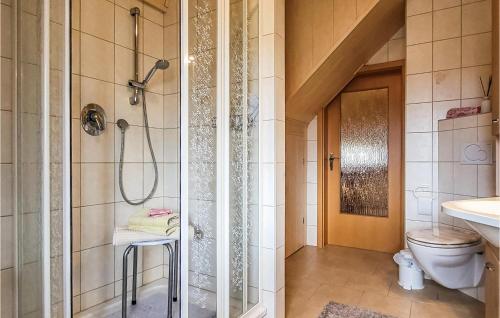 a bathroom with a shower and a toilet at 3 Bedroom Stunning Home In Jena in Jena