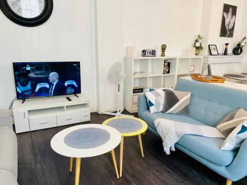TV a/nebo společenská místnost v ubytování L'appartement du Temple à Vienne