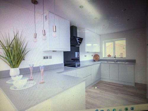 Η κουζίνα ή μικρή κουζίνα στο Luxurious 3 bedroom house now with FULL FIBRE INTERNET Shangri la in village of Alfrick with driveway parking for 3 cars in an area of outstanding natural beauty, superb walking,close to Worcester, Malvern showground, theatre, Malvern hills, dogs welcome