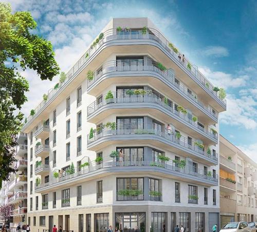 an architectural rendering of a white building with balconies at Stunning private room to visit Paris in Paris