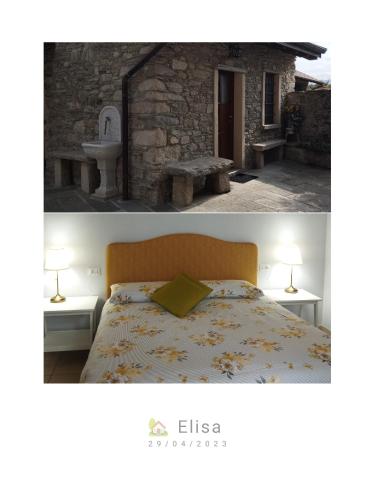 2 fotos de un dormitorio con cama en Casa Elisa affittacamere, en Armeno