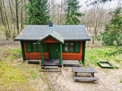 a small cabin in the middle of a forest at Agroturystyka Oaza Ciszy i Spokoju in Międzychód