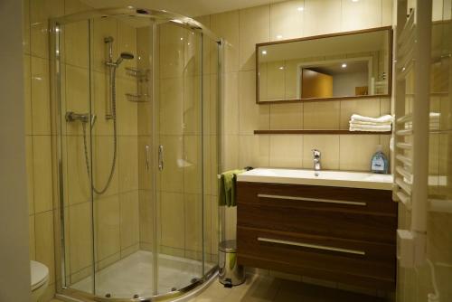 Kúpeľňa v ubytovaní Ferienwohnung Dolomitenheim