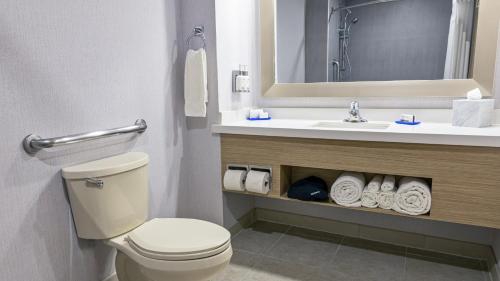 a bathroom with a toilet and a sink at Holiday Inn Express Chihuahua by IHG in Chihuahua