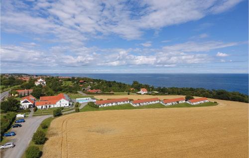 an aerial view of a village with a field and the ocean at Cozy Apartment In Allinge With Wifi in Allinge