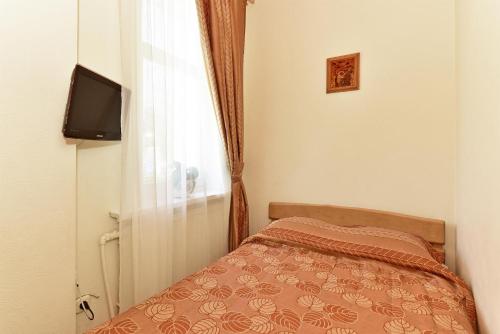 a bedroom with a bed and a tv and a window at Dalija in Druskininkai