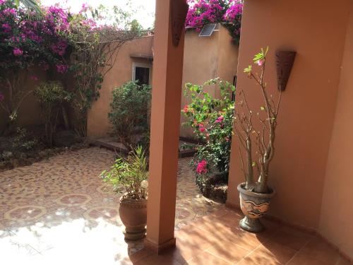 a courtyard with a bunch of plants and flowers at Résidence Keur Fleurie in Toubab Dialaw