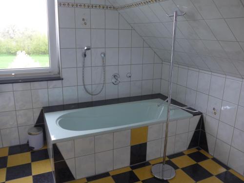 a bathroom with a shower and a bath tub at Ferienwohnung Ulbrich in Bautzen