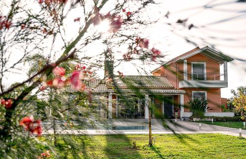 a house seen through the branches of a tree at Villa Manolia in Preveza