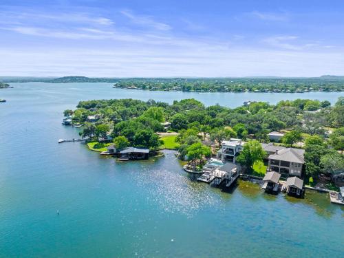 an aerial view of a home on the water at Highland Harmony New Listing Intro Pricing in Highland Haven