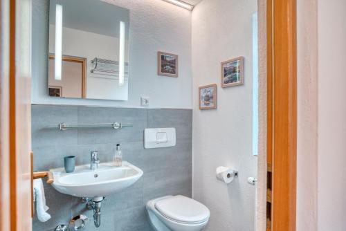 Bilik mandi di Ferienwohnung Wendelstein