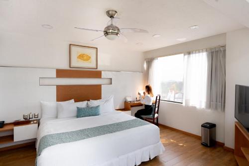 Tempat tidur dalam kamar di Suites Coben Apartamentos Amueblados