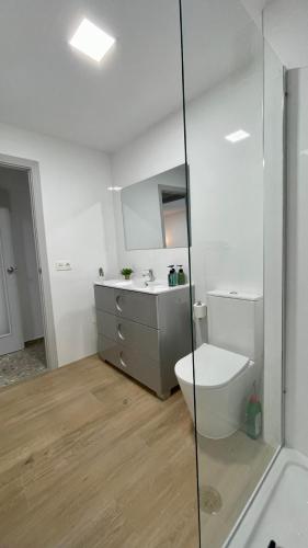 a bathroom with a toilet and a sink at Light in Vila-real, piso céntrico con oficina in Villareal