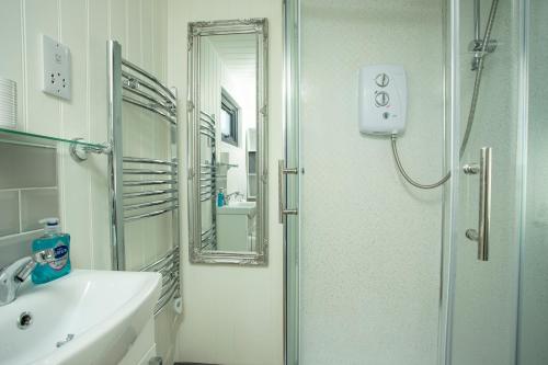 Kúpeľňa v ubytovaní Yew Lodge - Shepherd's Hut Railway Carriage with "Hot Tub" - Sleeps 4 - Escape Completely!