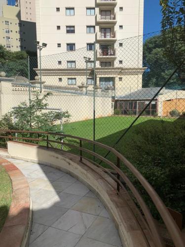 a bridge over a walk way in a city at EXECUTIVE SUITE 106a VILA OLIMPIA in Sao Paulo