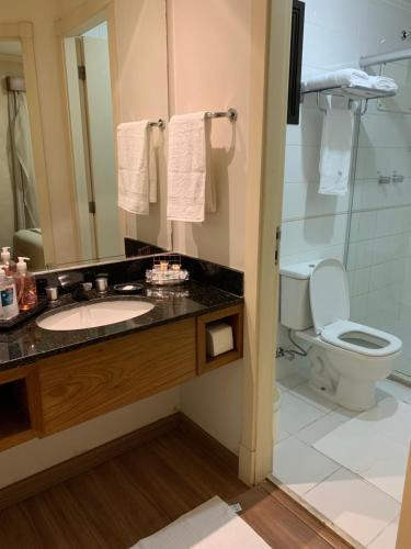 a bathroom with a sink and a toilet at EXECUTIVE SUITE 106a VILA OLIMPIA in Sao Paulo