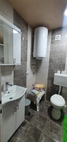 a bathroom with a white sink and a toilet at Apartman Vera in Bijelo Polje