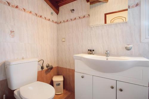 a bathroom with a white toilet and a sink at Zante View Apartment in Plános