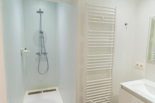 a shower with a glass door in a bathroom at MAISON ROBERT in Modave