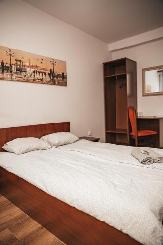 a bedroom with a large white bed in a room at Romeo&Julia in Toruń