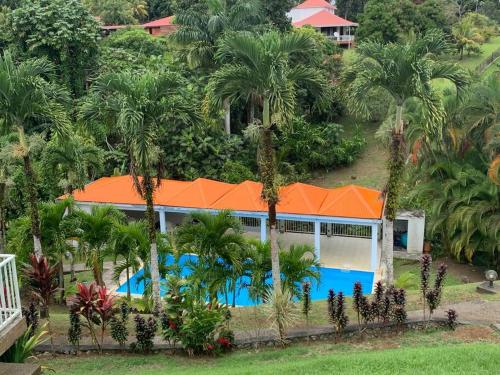 an aerial view of a resort with a swimming pool at Jardin Secret in Petit-Bourg