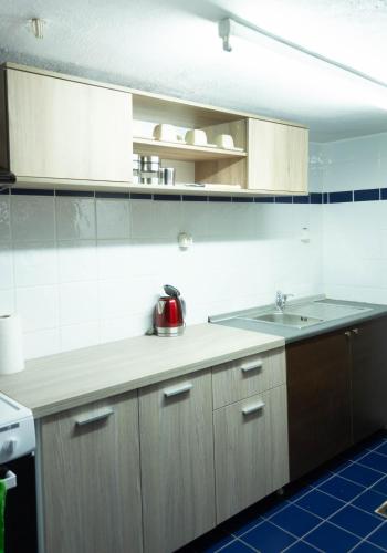Obrava Guesthouse Kotroni Trikalonにあるキッチンまたは簡易キッチン