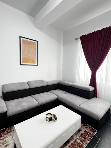 a living room with a couch and a coffee table at Marvellous Aparthotel with Master Apartments Suceava in Suceava