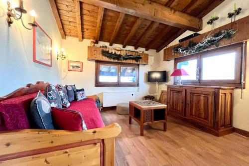 Televízia a/alebo spoločenská miestnosť v ubytovaní Nice and bright apartment in Combloux