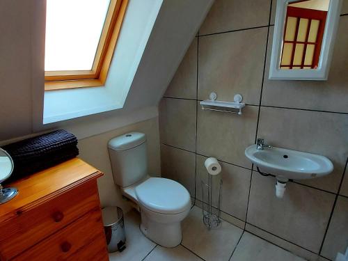 La petite salle de bains est pourvue de toilettes et d'un lavabo. dans l'établissement Suites on 74, à Worcester