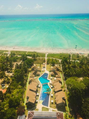 an aerial view of the beach and the ocean at Pousada Rangai in Maragogi