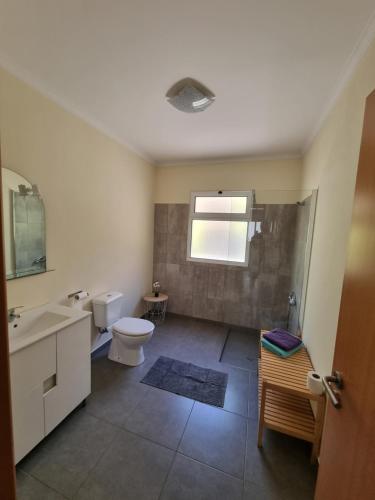 a bathroom with a toilet and a sink at Casa agapanthe in Estreito da Calheta