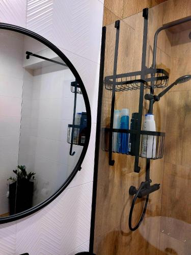 a bathroom with a mirror and a sink at GOOD PLACE Zator in Zator