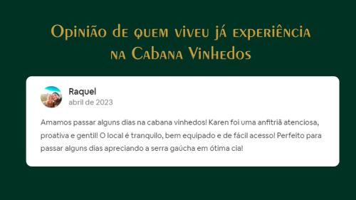 Captura de pantalla de una página web de un sitio web con avertisfacción en Cabana Vinhedos en Bento Gonçalves