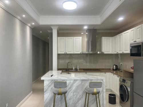 Dapur atau dapur kecil di Suzhou Goethe Hotel Apartment Jinji Lake Branch