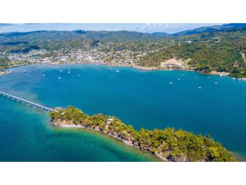 an aerial view of an island in the water at Best bed and breakfast in Samana Breakfast Included in Santa Bárbara de Samaná