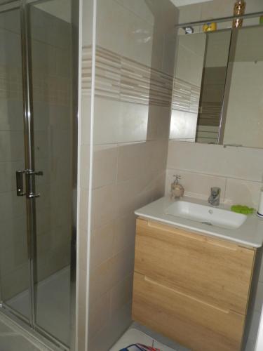 a bathroom with a sink and a shower at Plein soleil in Sanary-sur-Mer